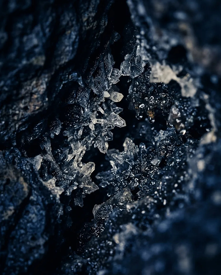 Krystalizująca solanka mineralna w skale, źródło jodu JODUM Prime